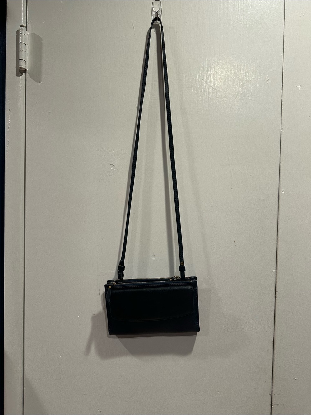 Fossil Black Leather Crossbody Wallet Bag